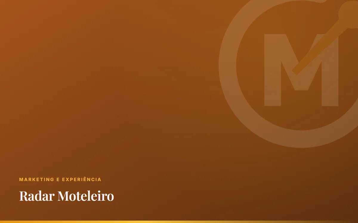Arte do Radar Moteleiro com a marca do portal sobre fundo âmbar escuro.